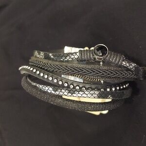 Black and Silver Multi-Layer Bracelet